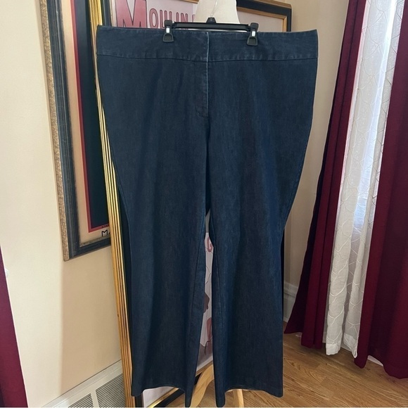 Halogen by Encore Dark Denim Trouser Wide Leg Pants Size 22W - Picture 6 of 6